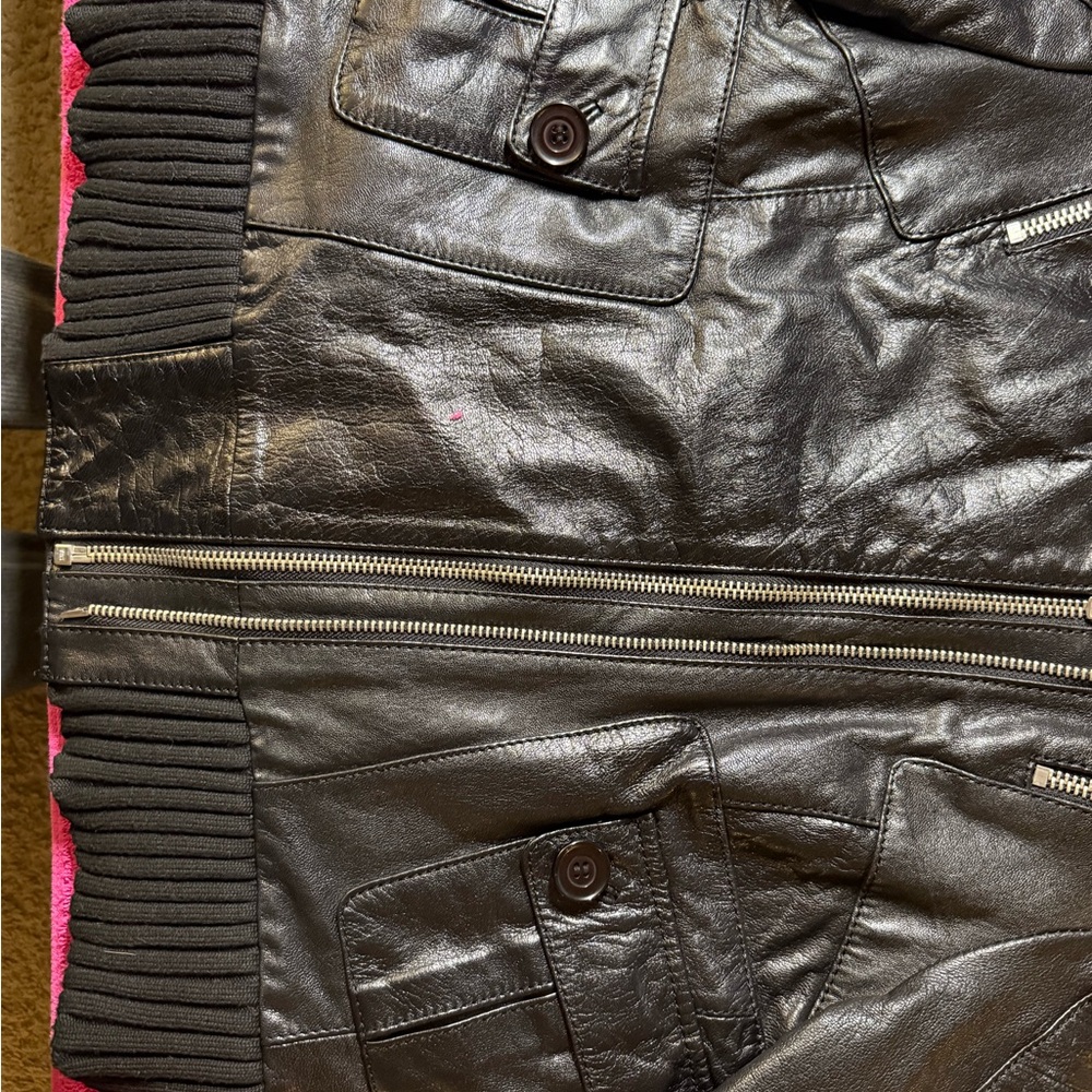 Black Rivet Textured Black Leather Jacket